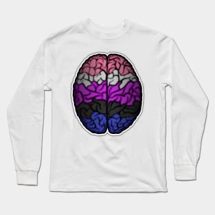 Large Gender Fluid Pride Flag Colored Brain Vector Long Sleeve T-Shirt